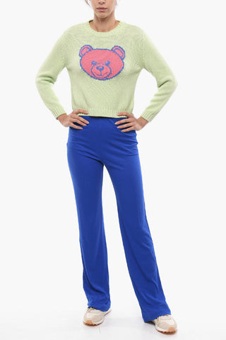 COUTURE! Crew Neck Cotton Sweater with Jacquard Teddy