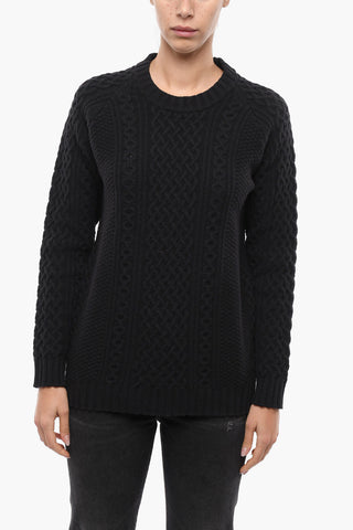 Crew Neck Aran Virgin Wool Pullover