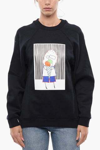 Maxi Print Front Crew-Neck Sweatshirt