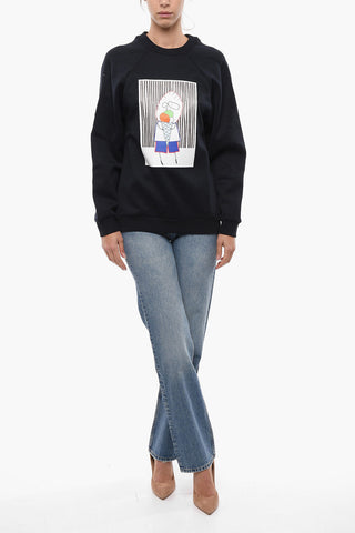 Maxi Print Front Crew-Neck Sweatshirt