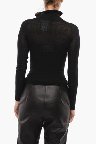 Virgin Wool and Cashmere Slm Fit Turtleneck Sweater