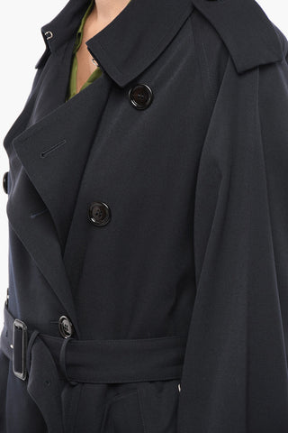 Trench Doppiopetto In Lana Con Cintura