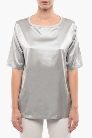 T-shirt A maniche Corte Girocollo In Seta 