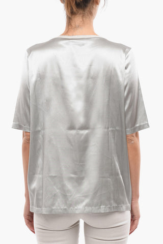 T-shirt A maniche Corte Girocollo In Seta 
