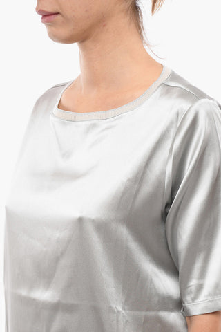 T-shirt A maniche Corte Girocollo In Seta 