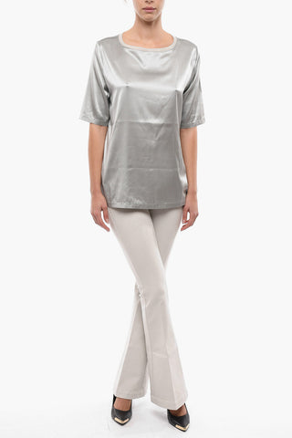 T-shirt A maniche Corte Girocollo In Seta 