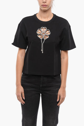 Relaxed Fit Rhinestone Embellished T-shirt
