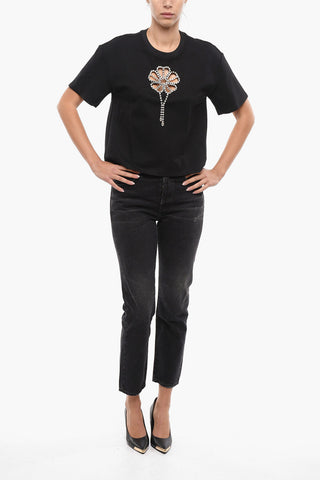 Relaxed Fit Rhinestone Embellished T-shirt