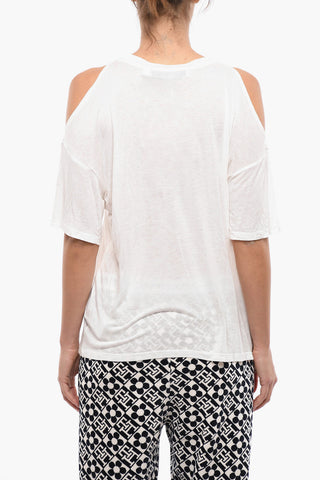 Crew Neck Viscose Cold-shoulder T-Shirt