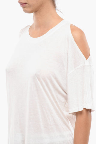 Crew Neck Viscose Cold-shoulder T-Shirt
