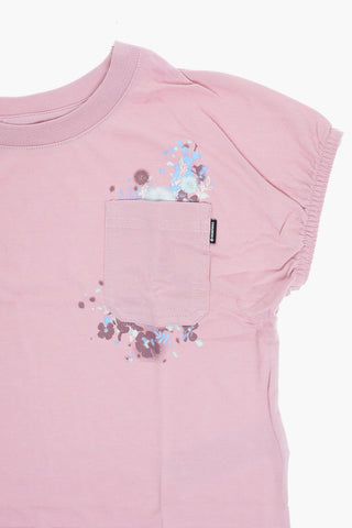 T-shirt Girocollo RELAXED BOXY con Taschino e Stampa Fiori