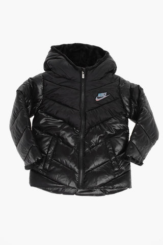 Steppjacke in Uni mit Kunstfell im Kapuzenfutter