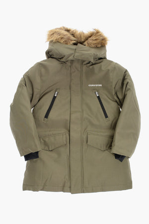 AL STAR 패딩 재킷 솔리드 컬러 에코 퍼 후드