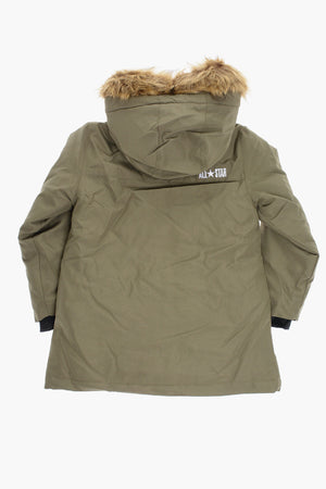 AL STAR 패딩 재킷 솔리드 컬러 에코 퍼 후드