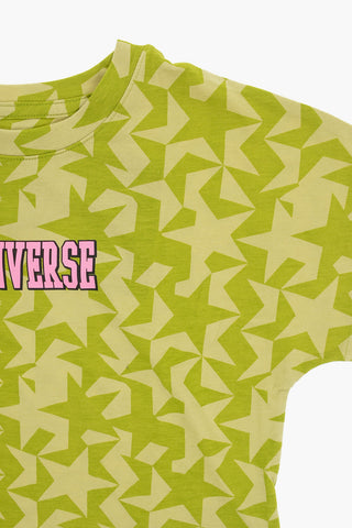 T-shirt Girocollo RELAXED DOLMAN con Stelle all-Over