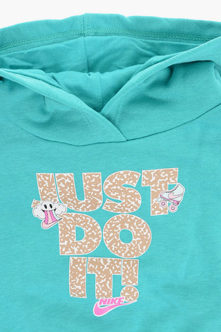 Felpa Hoodie in Cotone Garzato con Stampa sul Fronte