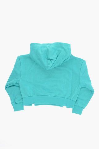 Felpa Hoodie in Cotone Garzato con Stampa sul Fronte