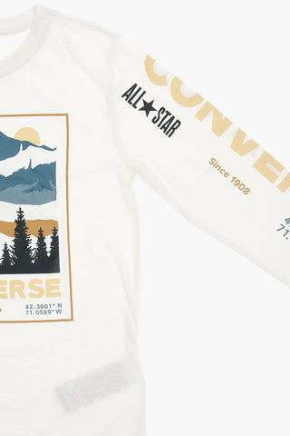 ALL STAR CHUCK TAYLOR T-shirt Girocollo MOUNTAIN BOX Stampata a Manica Lunga