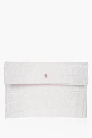 Pochette in Pelle Lucida Effetto Coccodrillo 