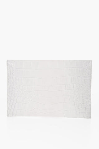 Pochette in Pelle Lucida Effetto Coccodrillo 