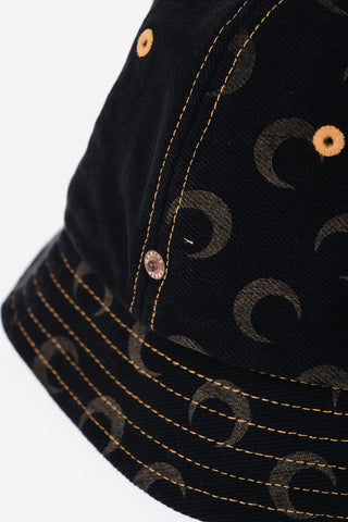 WHITE LINE Denim Bucket Hat with Printed Moon