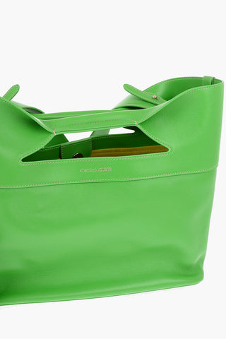 Solid Color Leather Handbag with Removable Shoulder Strap