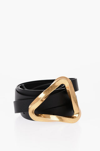 Slim Fit Leather Belt with golden Buckle 20mm