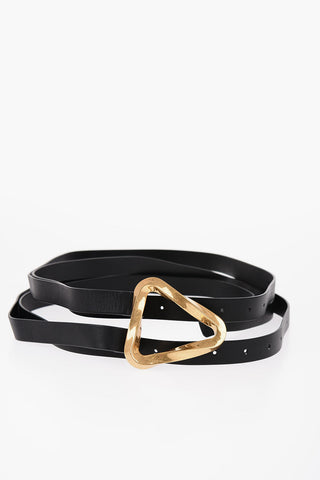 Slim Fit Leather Belt with golden Buckle 20mm