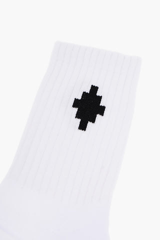 Solid Color Cotton Blend Socks with Contrasting Logo