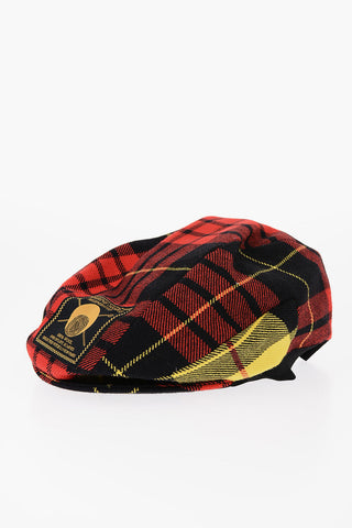 Cappello Flat in Lana Motivo Tartan