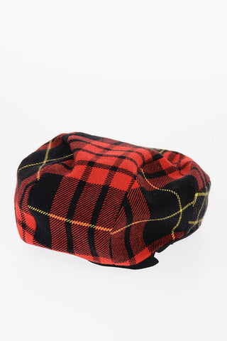 Cappello Flat in Lana Motivo Tartan
