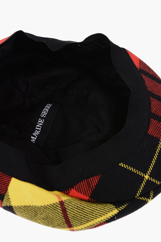 Cappello Flat in Lana Motivo Tartan