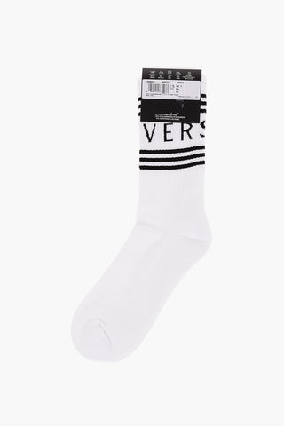 Two-Tone Long Socks with Ribb Details