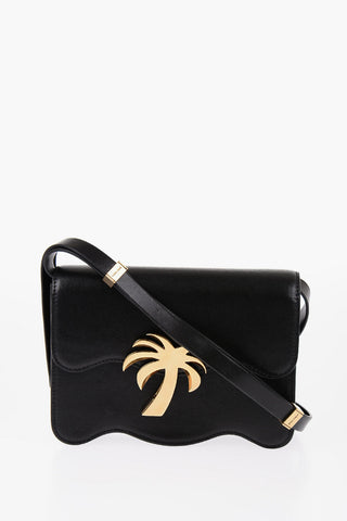 Leather Shoulder Bag with Golden Logo