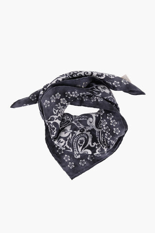 Bandana-Motif Acid Wash Effect Silk SENS Foulard