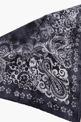 Bandana-Motif Acid Wash Effect Silk SENS Foulard