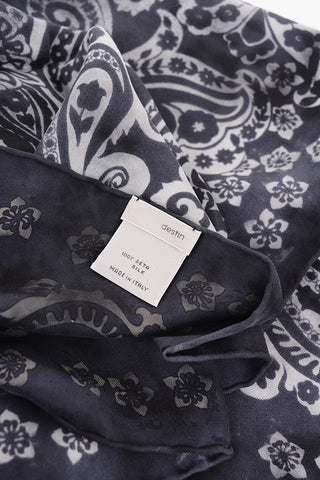 Bandana-Motif Acid Wash Effect Silk SENS Foulard