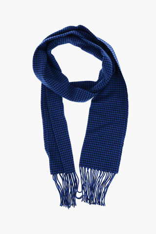 Houndstooth- Motif Wool and Cashmere Scarf 