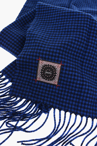 Houndstooth- Motif Wool and Cashmere Scarf 