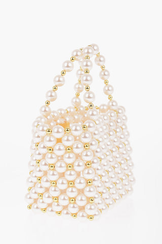 faux-pearl LES REVERIES  Handbag with Golden Details