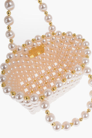 faux-pearl LES REVERIES  Handbag with Golden Details