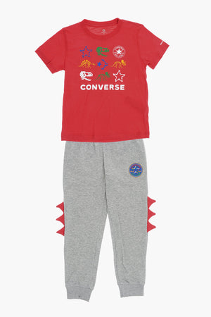 ALL STAR CHUCK TAYLOR Set T-shirt Girocollo e Joggers con Stampa Dinosuaro 