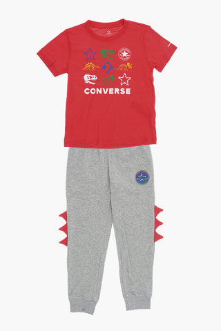 ALL STAR CHUCK TAYLOR Crewneck T-Shirt and Joggers Set with Dinosaur Print