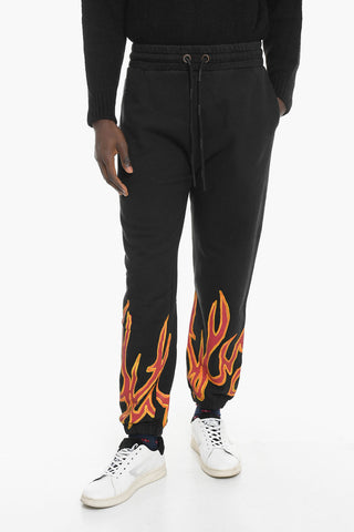 Printed FLAME Joggers with Distressed Detail