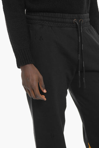 Printed FLAME Joggers with Distressed Detail