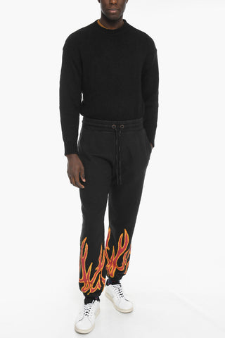 Printed FLAME Joggers with Distressed Detail