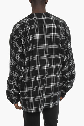 Cashmere-blend HYBRID Oversized Sweater with Check Pattern