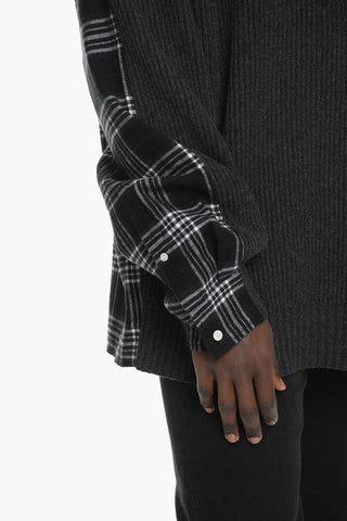 Cashmere-blend HYBRID Oversized Sweater with Check Pattern