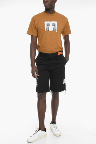 Denim Chino Shorts with Raw Edge
