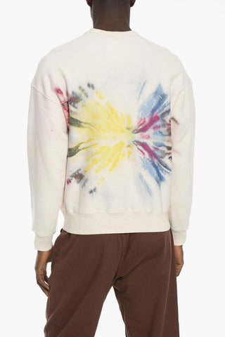 Crew Neck Tie Dye Motif Fleece Sweatshirt